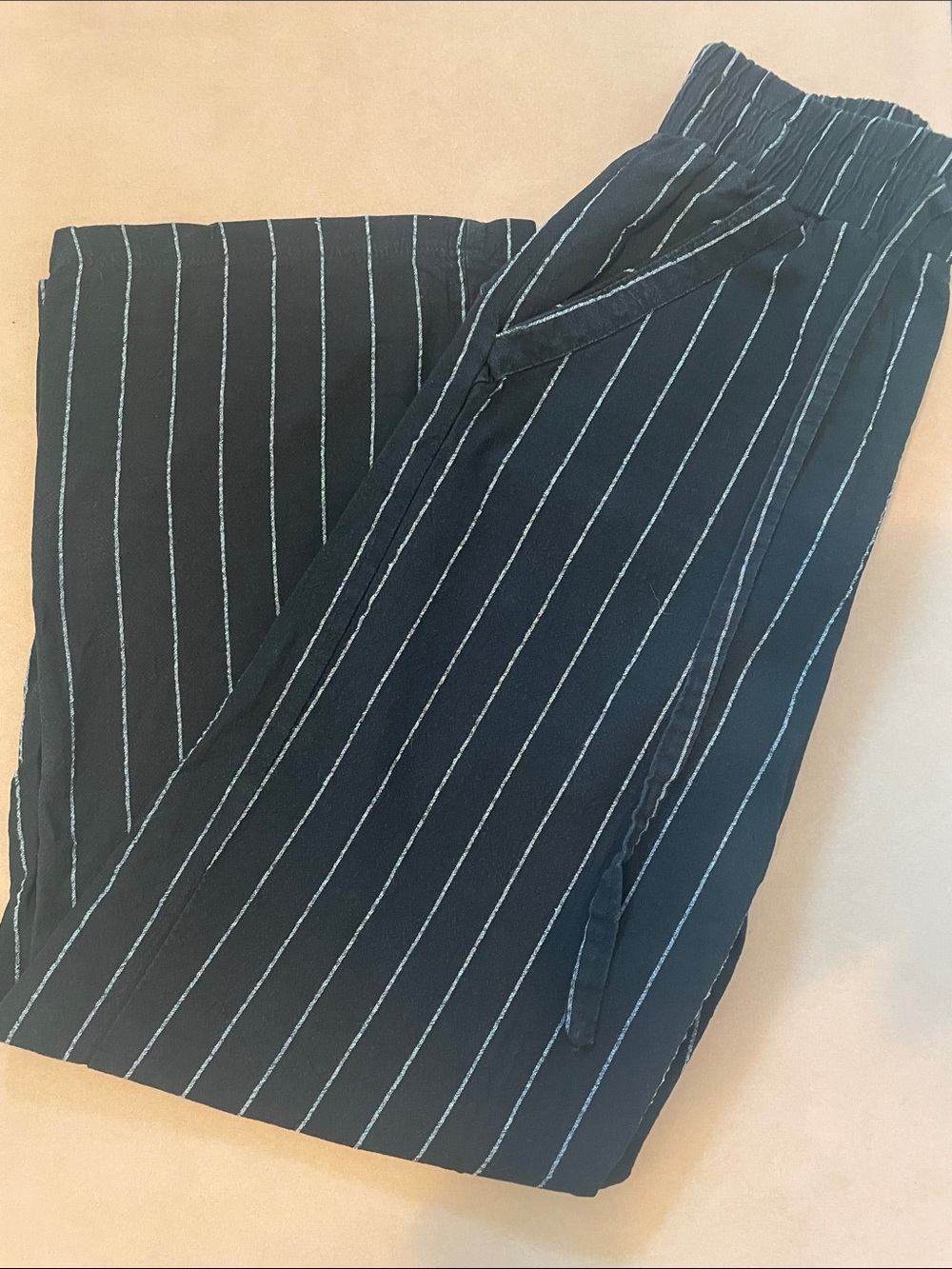 Sienna Sky Black Pinstripe Drawstring Pants Size M